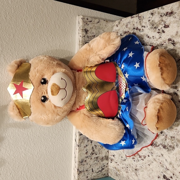 Build A Bear Wonder Woman Bear with Tiara and Dress 15 inches - Picture 1 of 7